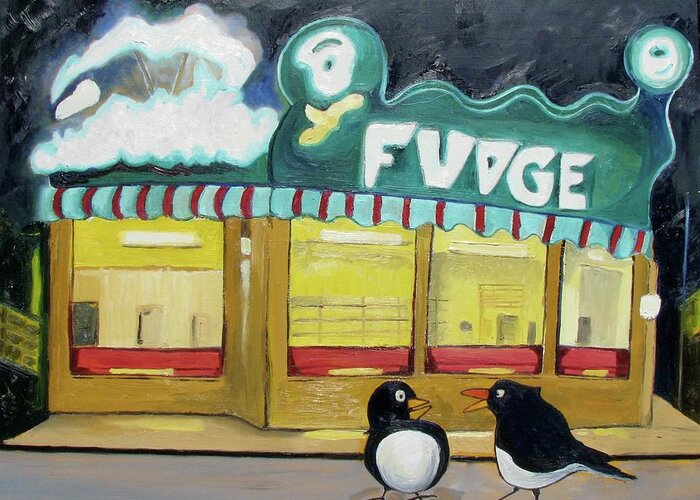 Figurative Abstraction Greeting Card featuring the painting I Said Flounder not Fudge by Patricia Arroyo
