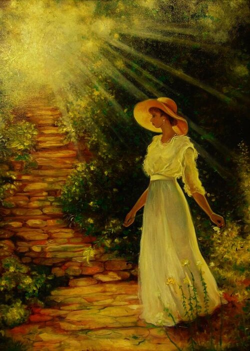 African American Landscape Picture Of A Woman Seeing The Light Greeting Card featuring the painting I See The Light by Emery Franklin