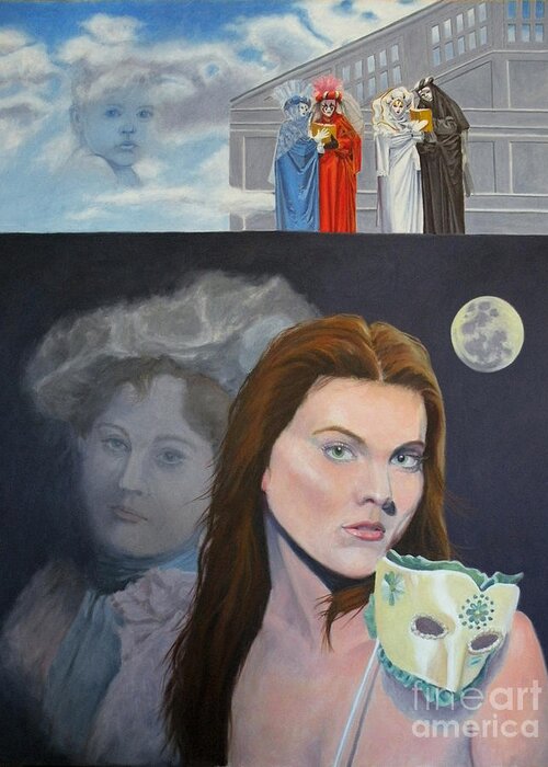 Surreal Greeting Card featuring the painting I Was I am I Will Be by Lou Spina