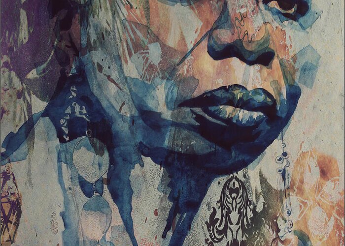 Nina Simone Greeting Card featuring the mixed media I Wish I Knew How It Would Be Feel To Be Free by Paul Lovering