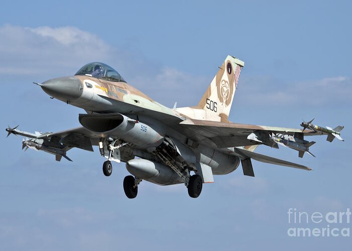 Israel Greeting Card featuring the photograph IAF F-16C Fighter by Nir Ben-Yosef