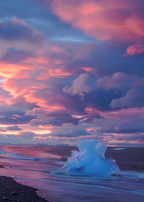 Iceland Greeting Card featuring the photograph Ice Ignites by Emily Dickey
