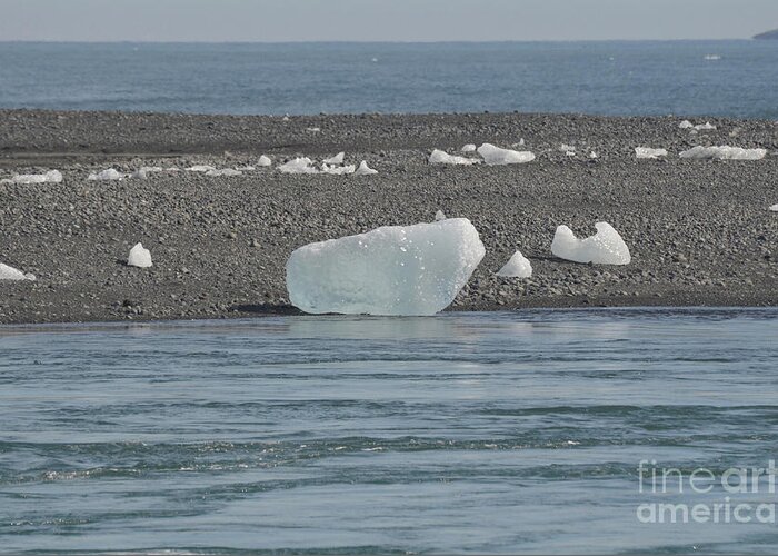 Glacier Greeting Card featuring the photograph Iceland iceberg on the shore of a lagoon by DejaVu Designs