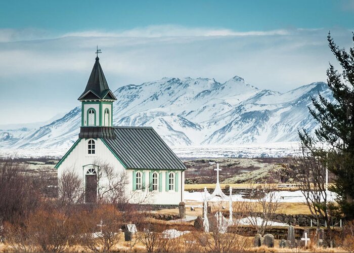 Cathedral Greeting Card featuring the photograph Icelandic Church, Thingvellir by Geoff Smith