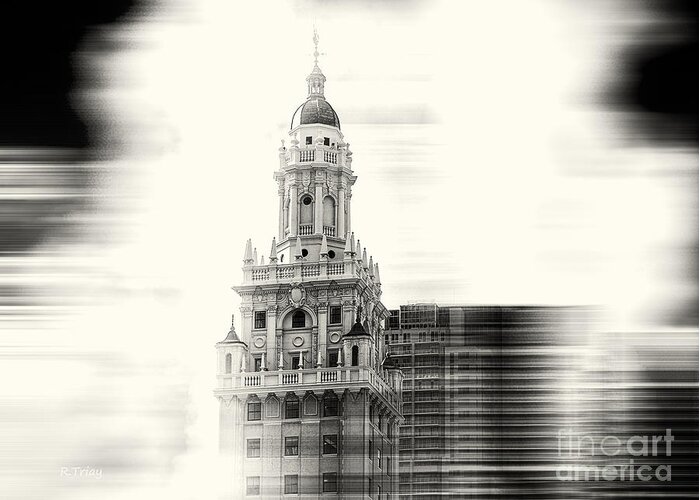 Freedom Tower Greeting Card featuring the photograph Iconic Freedom Tower Miami BW by Rene Triay FineArt Photos