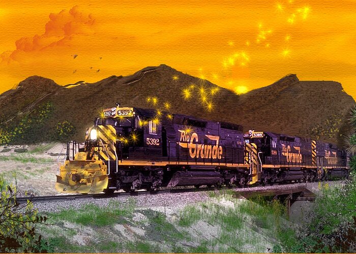 Trains Greeting Card featuring the digital art If I Had a Magic Wand by J Griff Griffin
