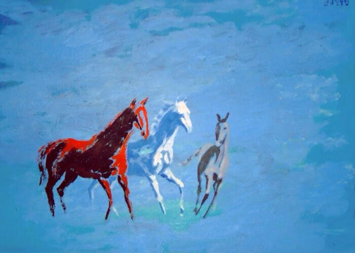 Horses Greeting Card featuring the painting Il futuro ci viene incontro by Enrico Garff