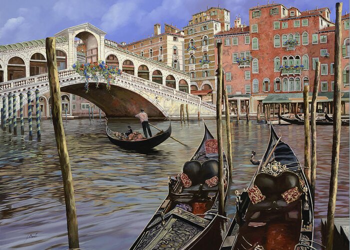 Venice Greeting Card featuring the painting Il Ponte Di Rialto by Guido Borelli