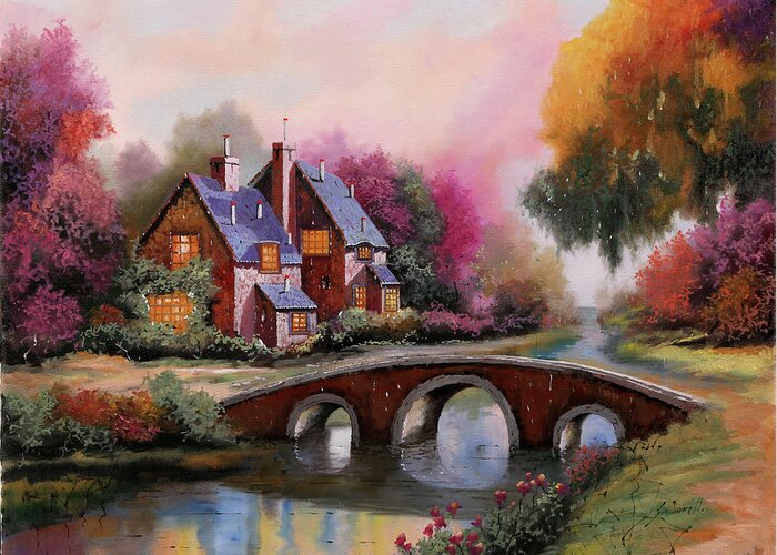 Rainbow Greeting Card featuring the painting Il Ponticello Marrone by Guido Borelli