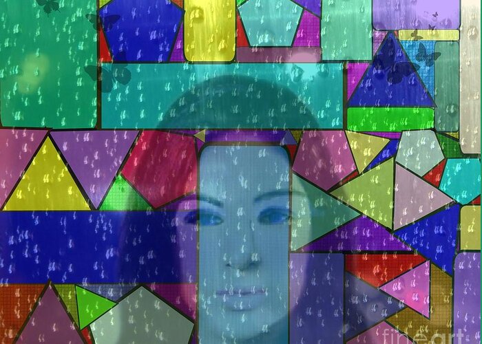 Stained Glass Greeting Card featuring the digital art I'll Always Remember by Diamante Lavendar