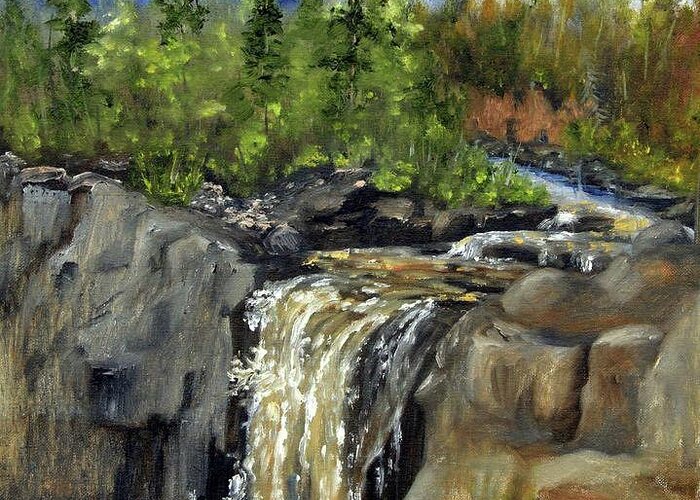 Illgen Falls Greeting Card featuring the painting Illgen Falls by Joi Electa
