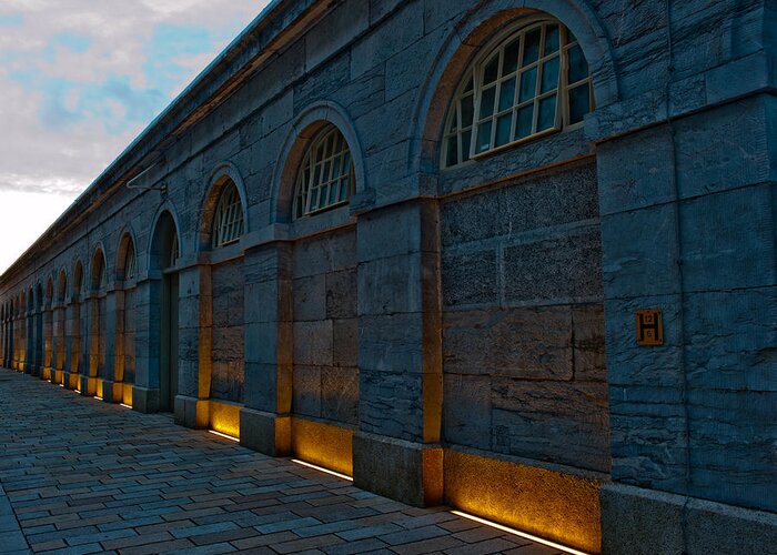 Royal William Yard Greeting Card featuring the photograph Illuminated Arches by Helen Jackson