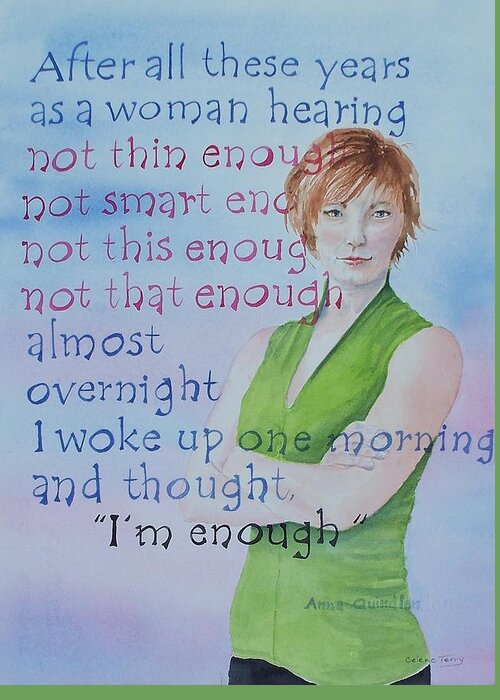 Woman Greeting Card featuring the painting I'm Enough by Celene Terry