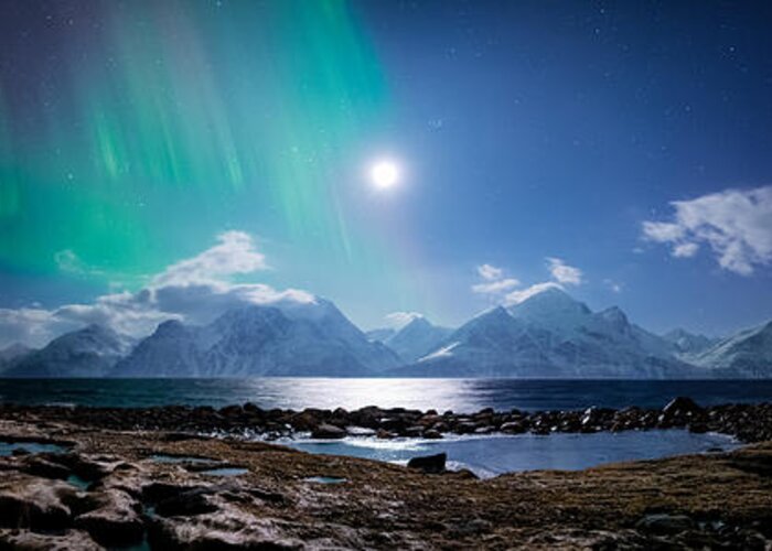 Panorama Greeting Card featuring the photograph Imagine Auroras by Tor-Ivar Naess