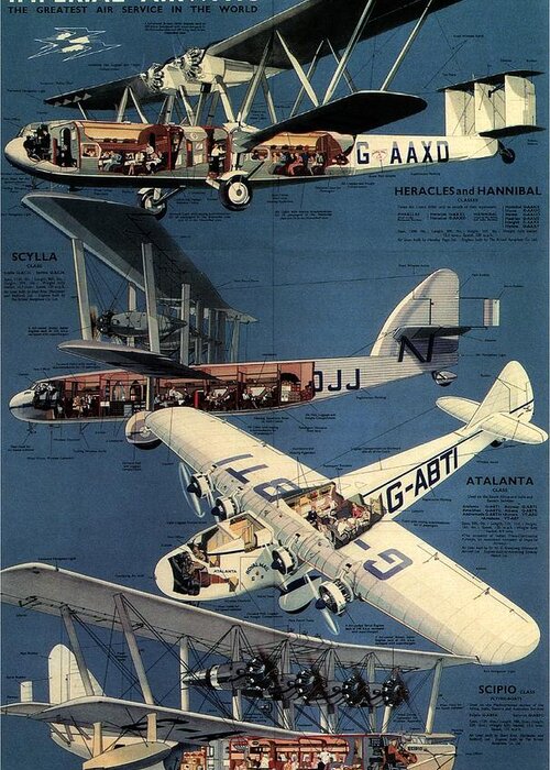 Imperial Airways Greeting Card featuring the photograph Imperial Airways - The Greatest Air Service in the World - Retro travel Poster - Vintage Poster by Studio Grafiikka