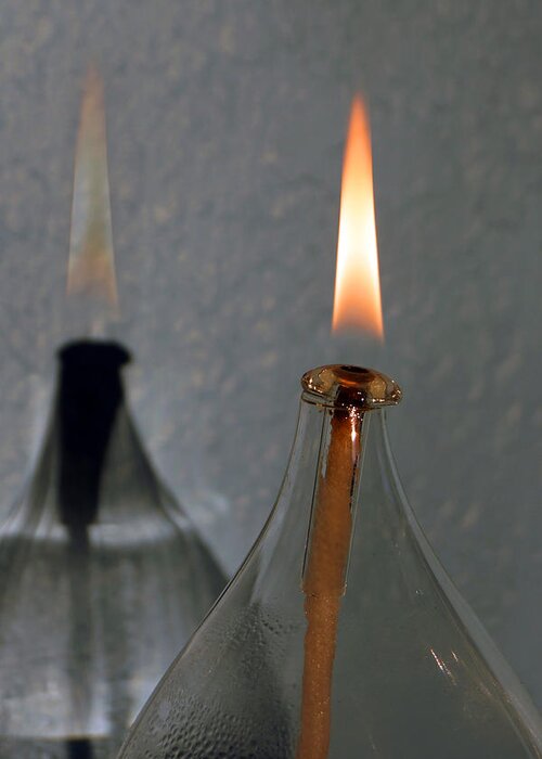 Oil Lamp Greeting Card featuring the digital art Impossible Shadow Oil Lamp by Jana Russon