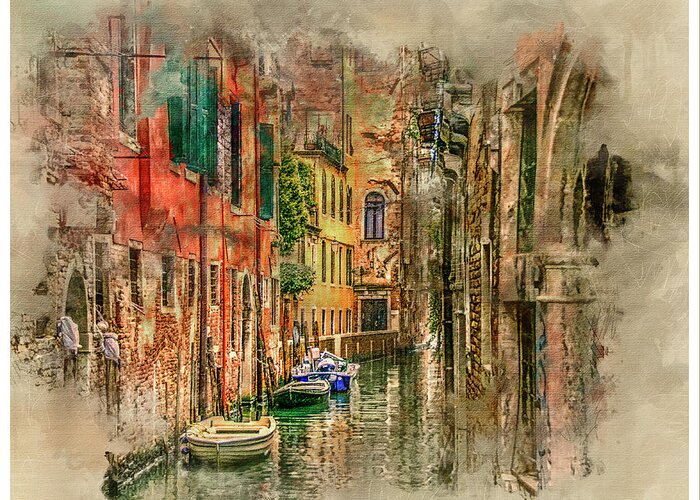 Venice Greeting Card featuring the digital art Impressions of Venice by Brian Tarr