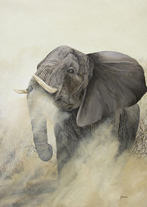 African Wildlife Greeting Card featuring the painting In Charge by Johanna Lerwick