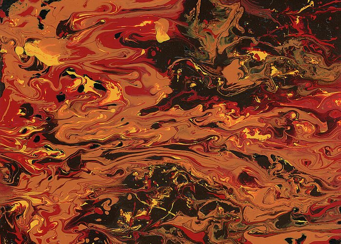 Abstract Greeting Card featuring the painting In Flames by Matthew Mezo