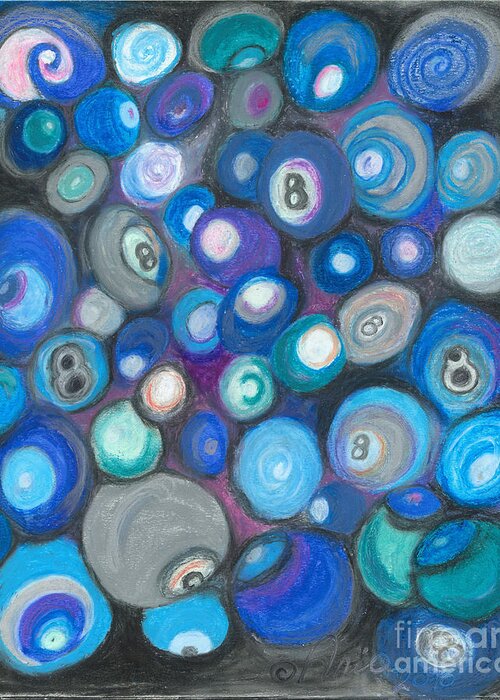 Abstract Art Greeting Card featuring the painting In Front of the 8 Ball by Ania M Milo