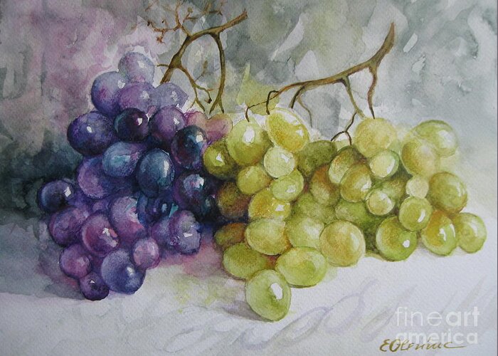 Grapes Greeting Card featuring the painting In harmony by Elena Oleniuc
