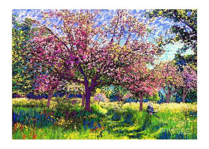 Floral Greeting Card featuring the painting In Love with Spring, Blossom Trees by Jane Small