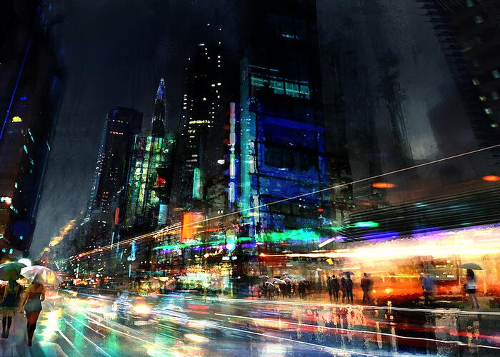 City Greeting Card featuring the digital art In Motion by Philip Straub