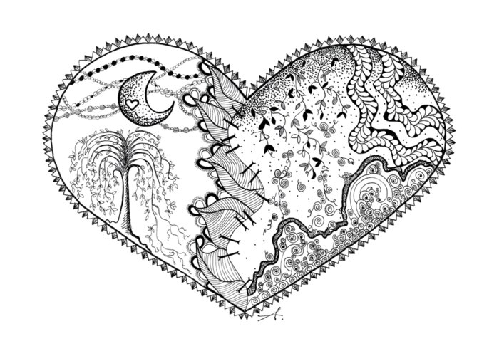 Broken Heart Greeting Card featuring the drawing Repaired Heart by Ana V Ramirez