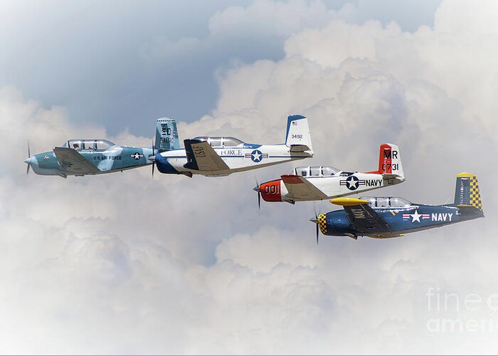 Military Aircraft Photography Greeting Card featuring the photograph In The Clouds by Jerry Cowart