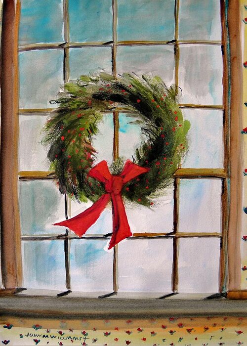 Wreath Greeting Card featuring the painting In the Dining Room by John Williams