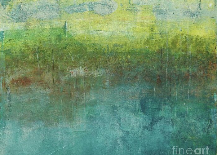 Abstract Greeting Card featuring the painting Through The Mist 2 by Laurel Englehardt