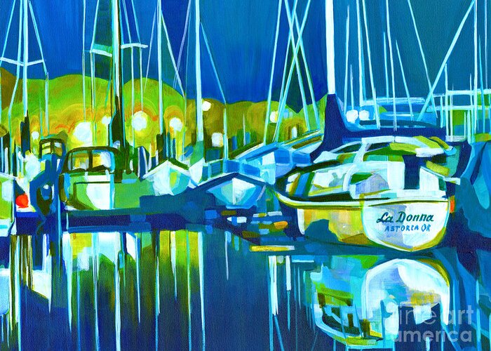 Newport Greeting Card featuring the painting In The Moonlight by Tanya Filichkin