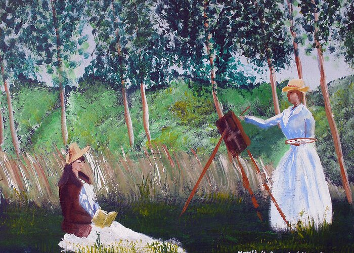 Monet Greeting Card featuring the painting In The Woods At Giverny by Luis F Rodriguez