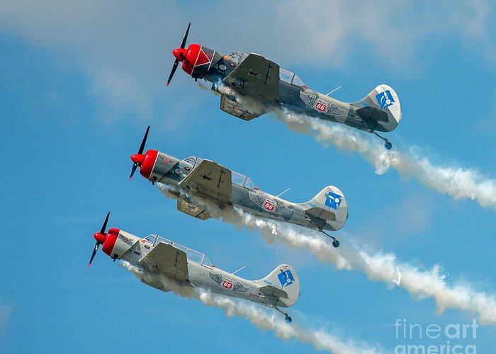 Airplanes Greeting Card featuring the photograph In Unison by Stephen Whalen