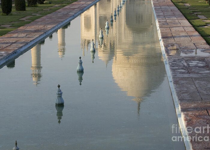 Reflection Of Taj Mahal Greeting Card featuring the photograph In Water by Elena Perelman