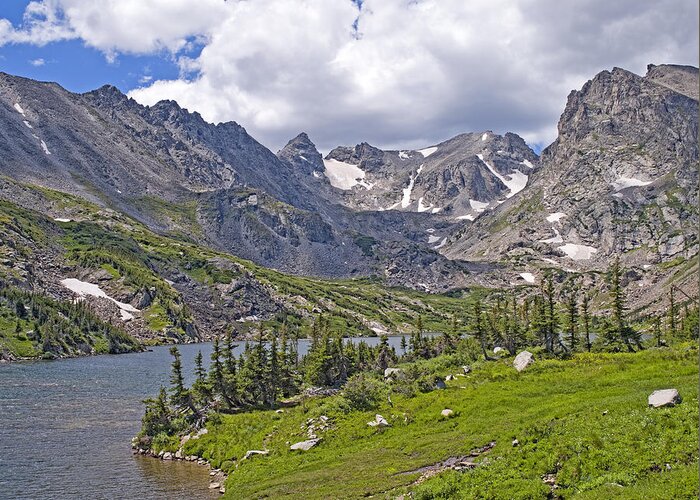 indian Peaks Greeting Card featuring the photograph Indian Peaks Wilderness Lake Isabelle Colorado by Brendan Reals
