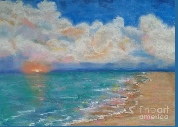 Ocean Greeting Card featuring the pastel Indian Shores by Vickie Scarlett-Fisher