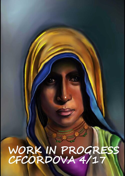 Indian Woman Greeting Card featuring the digital art Indian Woman by Carmen Cordova
