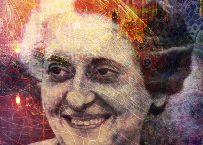 indira Gandhi Greeting Card featuring the digital art Indira by Barbara Berney