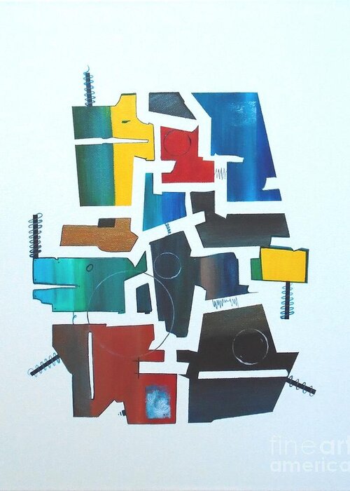 Art Greeting Card featuring the painting Industrial Abstractica White 2 by John Lyes