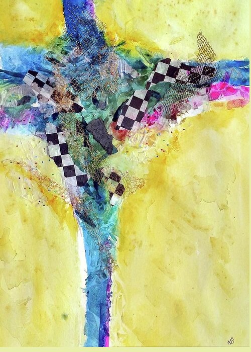Abstract Greeting Card featuring the painting Indy Girl by Kim Shuckhart Gunns
