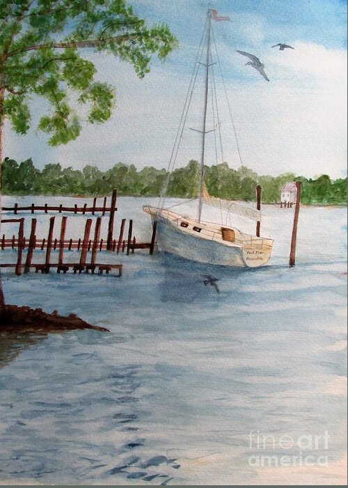 Seascape Greeting Card featuring the painting Inlet by Hal Newhouser