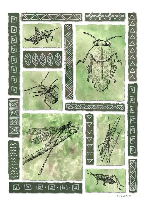 Hawaii Greeting Card featuring the painting Insects of Hawaii I by Diane Thornton