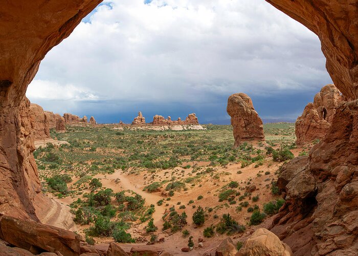 Arches National Park Greeting Card featuring the photograph Inside Double Arch by Aaron Spong
