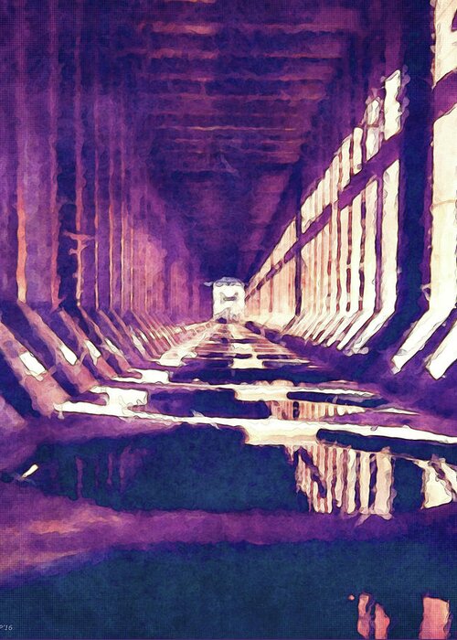 Structure Greeting Card featuring the digital art Inside of An Iron Ore Dock by Phil Perkins