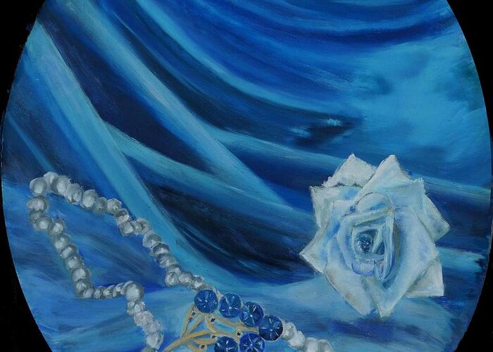 Pearls Greeting Card featuring the painting Inside the Jewerly Box Dark by Deborah D Russo