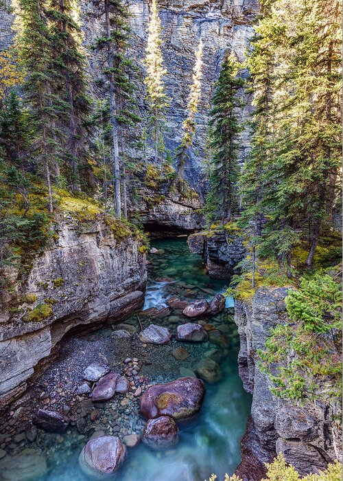 Maligne Canyon Greeting Card featuring the photograph Into the Heart of Maligne Canyon by Pierre Leclerc Photography