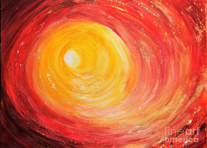 Acrylic Greeting Card featuring the painting Into The Light by Teresa Wegrzyn