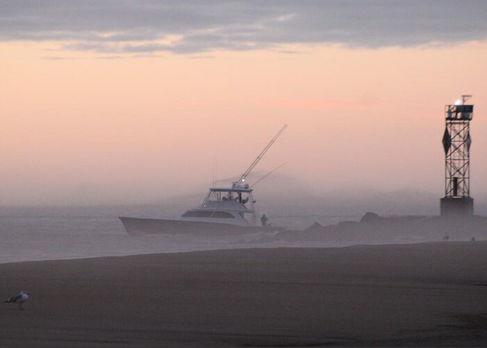 Beach Greeting Card featuring the photograph Into The Pink Fog by Robert Banach