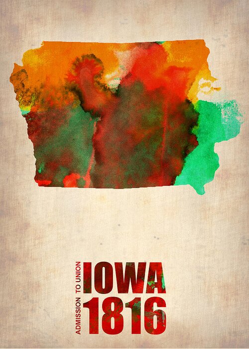 Iowa Greeting Card featuring the digital art Iowa Watercolor Map by Naxart Studio